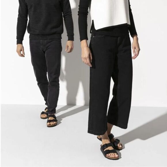 Birkenstock Black Leather Sandals Comfortable Durable US 8 - 8.5 Casual Travel - Picture 6 of 16